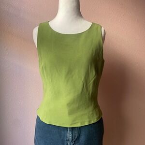 Vintage 80s / 90s Mod Go Go Green Tank Top Blouse